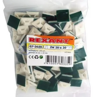 фото Площадка самоклеящаяся REXANT 20х20 мм, белая, упаковка 100 шт.