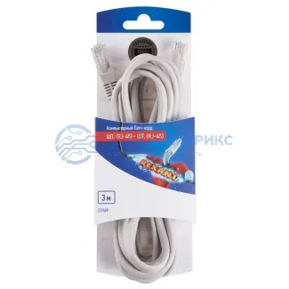 фото Патч-корд U/UTP RJ45-RJ45, CAT 5e, PVC, серый, 3м REXANT
