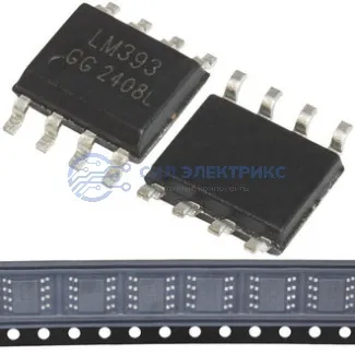 фото Компаратор LM393, 1,3 мкс, 2–36 В, корпус SOIC-8