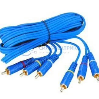 фото Шнур 3 RCA - 3 RCA, 1,5м, синий (GOLD) REXANT