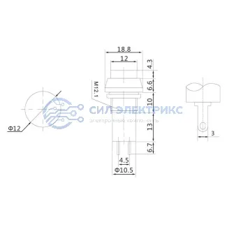фото Выключатель-кнопка 250V 1А (2с) ON-(OFF) Б/Фикс (на размыкание) красная REXANT