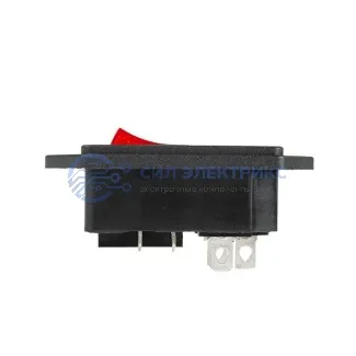 фото Выключатель клавишный 250 V 6 А (4с) ON-OFF красный с подсветкой и штекером C14 3PIN REXANT