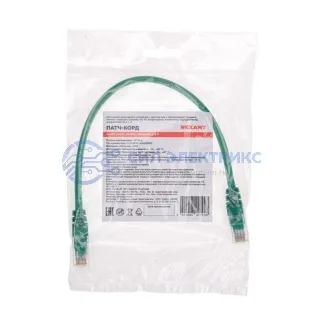 фото Патч-корд U/UTP, CAT 5e, RJ45-RJ45, 26AWG, ZH нг(А)-HF, зеленый, 0,3м REXANT