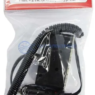 фото Разветвитель автоприкуривателя 2 гнезда 2хUSB (5 V 1000 mA) шнур спираль 1.5 м REXANT