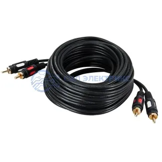 фото Шнур 2 RCA - 2 RCA, 3м, черный (GOLD) REXANT