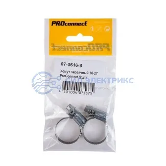 фото Хомут червячный 16-27-0,7 мм, (упак. 2 шт) PROconnect