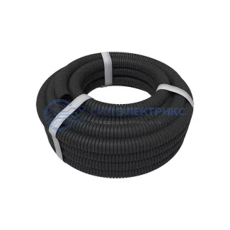 фото Труба гофрированная из ПНД, с зондом, черная, Ø16 мм REXANT