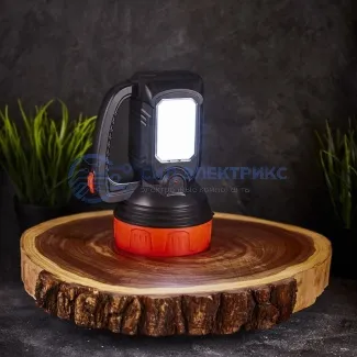 фото Фонарь рабочий поисковый с основным и боковыми светом 6 Вт + 10 Вт, 220 В, встроенный аккумулятор, 5 ч автономной работы REXANT