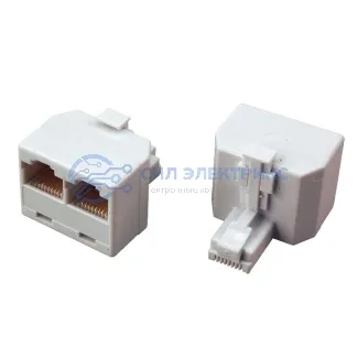 фото Переходник сетевой LAN, штекер 8Р8С (RJ-45) -2 гнезда 8Р8С (RJ-45) REXANT