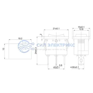 фото Переключатель клавишный 250V 6А (3с) ON-OFF-ON красный с нейтралью Mini (RWB-205, SC-768) REXANT