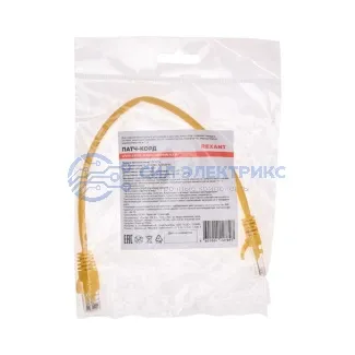 фото Патч-корд U/UTP, CAT 5e, RJ45-RJ45, 26AWG, ZH нг(А)-HF, желтый, 0, 3м REXANT