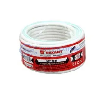 фото Кабель коаксиальный Кабель коаксиальный SAT 703B, 75 Ом, Cu/Al/Cu, 75%, 10 м, INDOOR, белый, REXANT