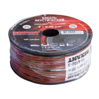 фото Кабель акустический 2х0,35 мм², красно-черный, 100 м, REXANT