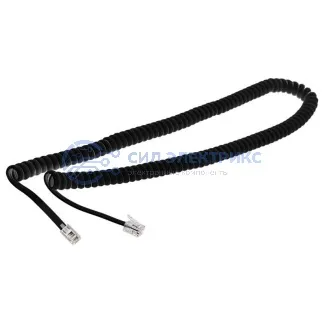 фото Телефонный шнур, витой трубочный RJ-10(4P-4C), длина 4 метра, черный REXANT