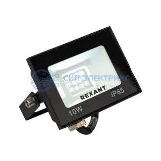фото Прожектор светодиодный 10 Вт 200–260 В IP65 800 Лм 6500 K, холодный свет REXANT + опора на грунте 605-100