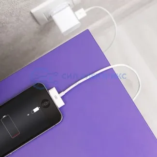 фото USB кабель для iPhone 4/4S 30 pin шнур 1 м белый REXANT