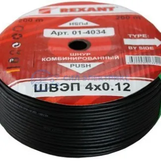 фото Кабель ШВЭП (ШСм, 4x0,12 мм², 200 м, черный, REXANT
