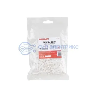 фото Дюбель-хомут нейлоновый прямоугольный 5-8 мм, белый (100 шт/уп) REXANT