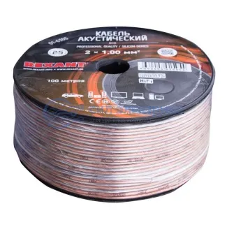 фото Кабель акустический 2х1,00 мм², прозрачный SILICON, 100 м, REXANT