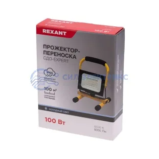 фото Прожектор-переноска СДО-EXPERT 100Вт 8000Лм 6500K со шнуром 2м и евровилкой REXANT