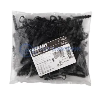 фото Дюбель-хомут нейлоновый прямоугольный 6-12 мм, черный (100 шт/уп) REXANT