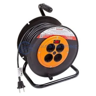 фото Удлинитель на катушке 50 м (4 розетки) 2х1.0 мм², с вкл. REXANT