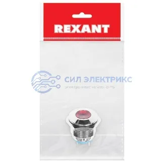 фото Индикатор металл Ø16 12В подсв/красная LED REXANT