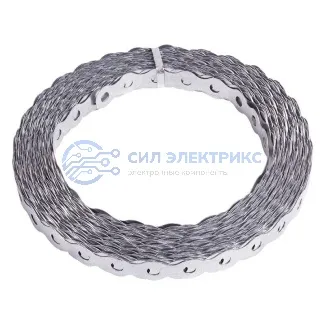 фото Лента полоса монтажная оцинкованная, перфорированная волна REXANT 17х0,55 мм, рулон 25 м