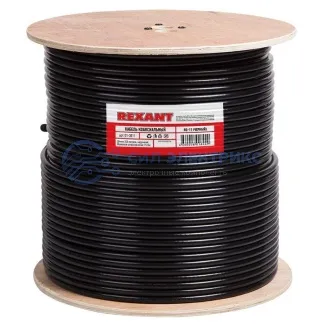 фото Кабель коаксиальный Кабель коаксиальный магистральный RG-11U, 75 Ом, CCS/Al/Al, 83%, 305 м, OUTDOOR, черный, REXANT