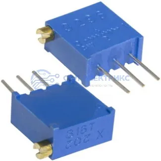 фото Резистор подстроечный 3296X, 2 МОм, многооборотный, корпус THT