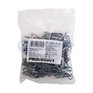 фото Дюбель-хомут нейлоновый 5-10 мм, серый (100 шт/уп) PROconnect
