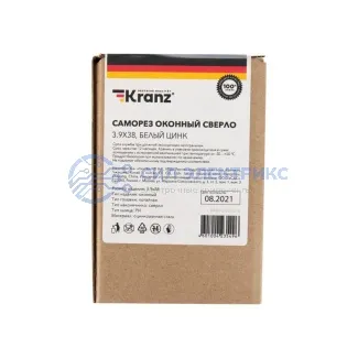 фото Саморез оконный KRANZ сверло, 3.9х38, белый цинк, короб (500 шт./уп.)