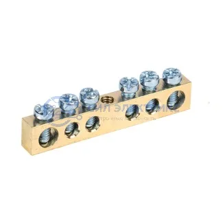 фото Шина PEN «земля-ноль» 6х9 мм 6/1 (6 групп/крепеж по центру) REXANT