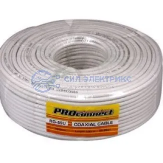 фото Кабель коаксиальный Кабель коаксиальный RG-59U, 75 Ом, CCS/Al/Al, 48%, 100 м, INDOOR, белый, PROconnect
