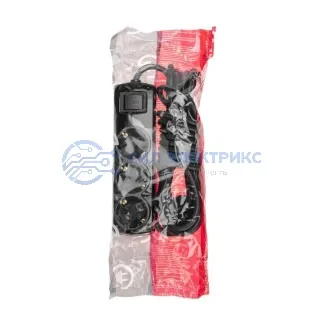 фото Удлинитель PREMIUM 3 гнезда, 5м, 3х1,5мм², с/з, с выключателем, черный REXANT