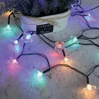 фото Каскад Lamper Ночной букет LED 4 м с выносной солнечной панелью 2 м и аккумулятором, свечение мультиколор