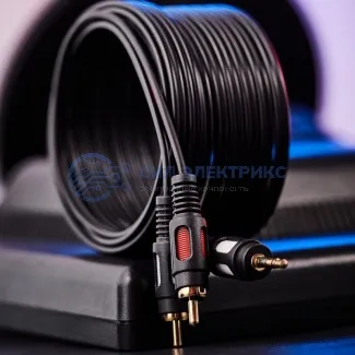 фото Шнур Стерео 3,5мм - 2 RCA, 5м (GOLD) REXANT