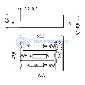 фото Отсек батарейный BH639 3хАА (с проводами, закрытый) 1 шт.