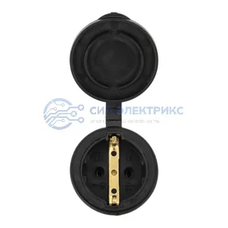 фото Розетка силовая Розетка переносная влагозащищенная с крышкой 2P+PE 230V, 16 А, IP44 каучук PROconnect