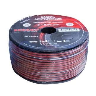 фото Кабель акустический 2х0,50 мм², красно-черный, 100 м, REXANT