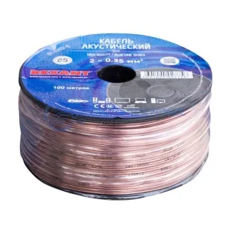 фото Кабель акустический 2х0,35 мм², прозрачный BLUELINE, 100 м, REXANT