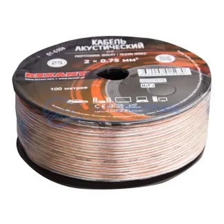 фото Кабель акустический 2х0,75 мм², прозрачный SILICON, 100 м, REXANT
