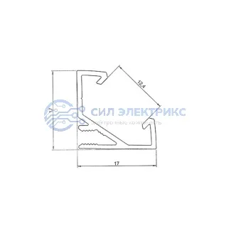фото Профиль алюминиевый угловой 17х17 мм 2 м (заказывать отдельно рассеиватель 146-250, заглушки 146-232-1, 146-232-2) REXANT