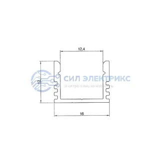 фото Профиль алюминиевый накладной 16х12 мм 2 м (заказывать отдельно рассеиватель 146-250, заглушки 146-201-1 и 146-201-2) REXANT