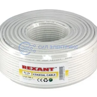фото Кабель коаксиальный Кабель коаксиальный 3С-2V, 75 Ом, CCS/Al/Al, 48%, 100 м, INDOOR, белый, REXANT