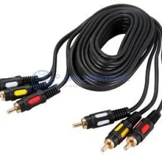 фото Шнур 3 RCA - 3 RCA, 1,5м, черный (GOLD) REXANT