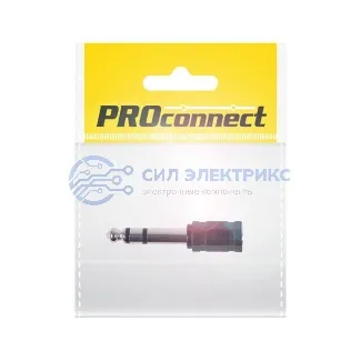 фото Переходник аудио (штекер 6,3мм стерео - гнездо 3,5мм стерео), металл, (1шт) (пакет), PROconnect