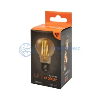 фото Лампа филаментная Груша A60 11,5Вт 1380Лм 2400K E27 золотистая колба REXANT