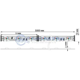 фото LED лента 5м открытая, 10 мм, IP23, SMD 5050, 60 LED/m, 12 V, цвет свечения RGB LAMPER