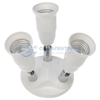 фото Разветвитель цокольный Е27-3хЕ27 (поворотный цоколь) белый REXANT